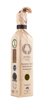 Sparta Groves wrapped olive oil bottle